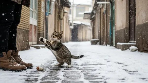 گربه و برف: گربه رو توی هوای برفی بیرون ببرم؟