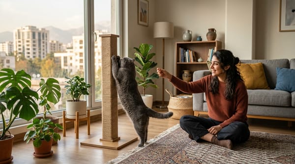 چگونگی تشویق گربه بالغ به استفاده از اسکرچر